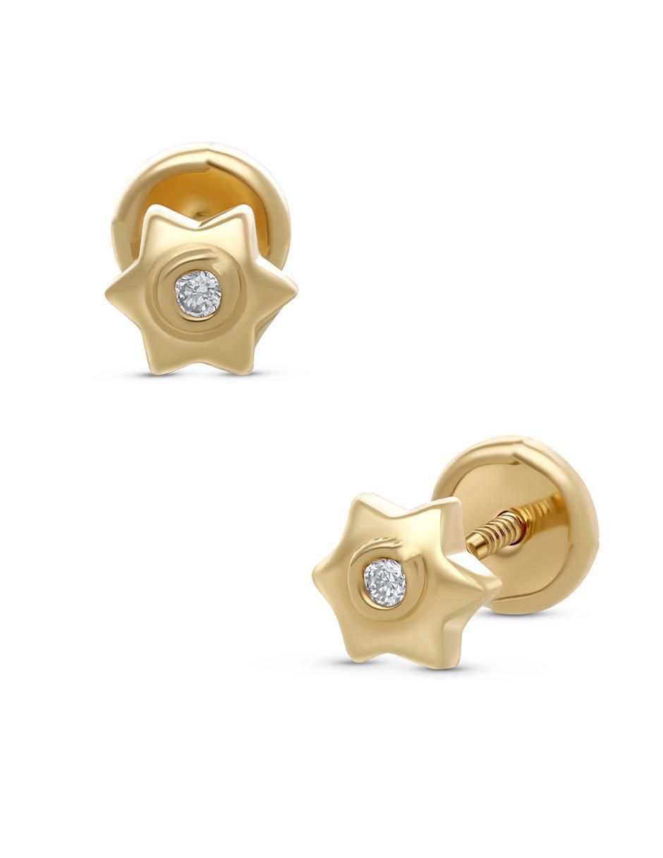 Broqueles de estrella de oro 14 K con acabado pavé diamante 2