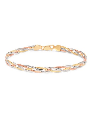 Pulsera de oro 14 K acabado liso
