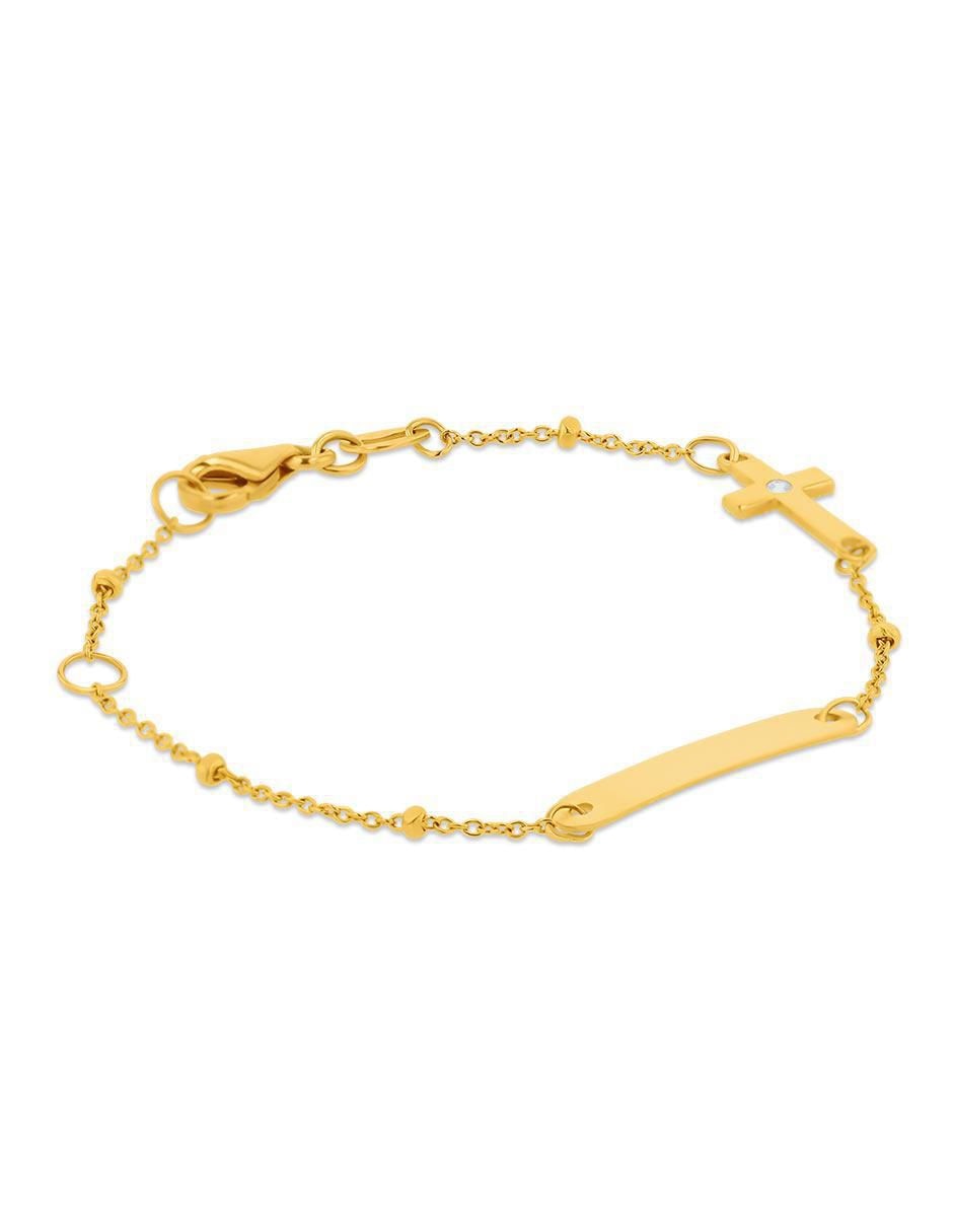 Esclava de oro con zirconia 14 K acabado brillante 2