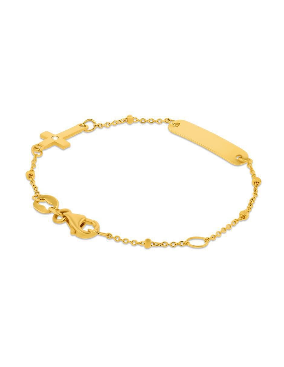 Esclava de oro con zirconia 14 K acabado brillante 3