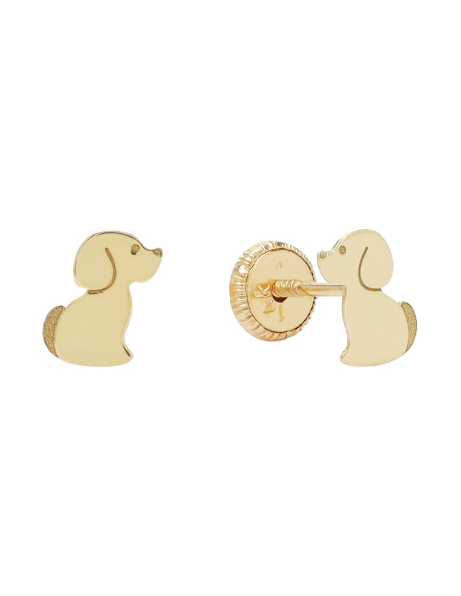 Broqueles de perro de oro 14 K con acabado espejo 2