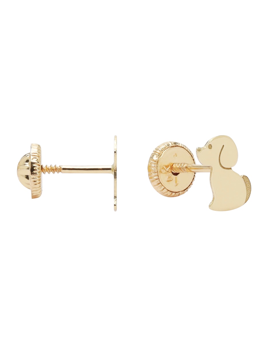 Broqueles de perro de oro 14 K con acabado espejo 3
