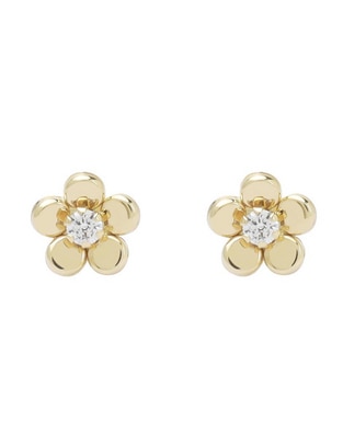 Broqueles de flor de oro 14 K con acabado pulido Broqueles de flor de oro 14 K con acabado pulido