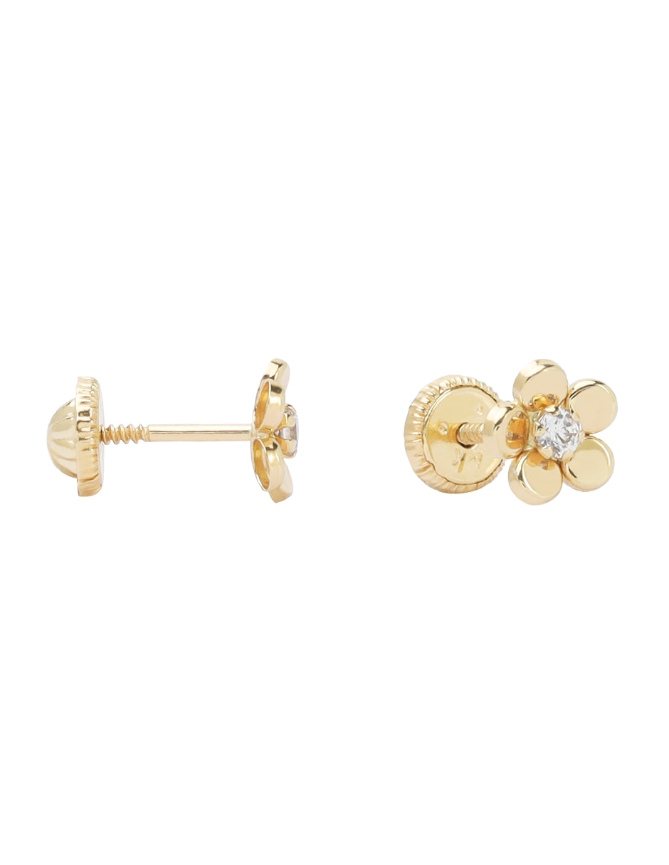 Broqueles de flor de oro 14 K con acabado pulido 3