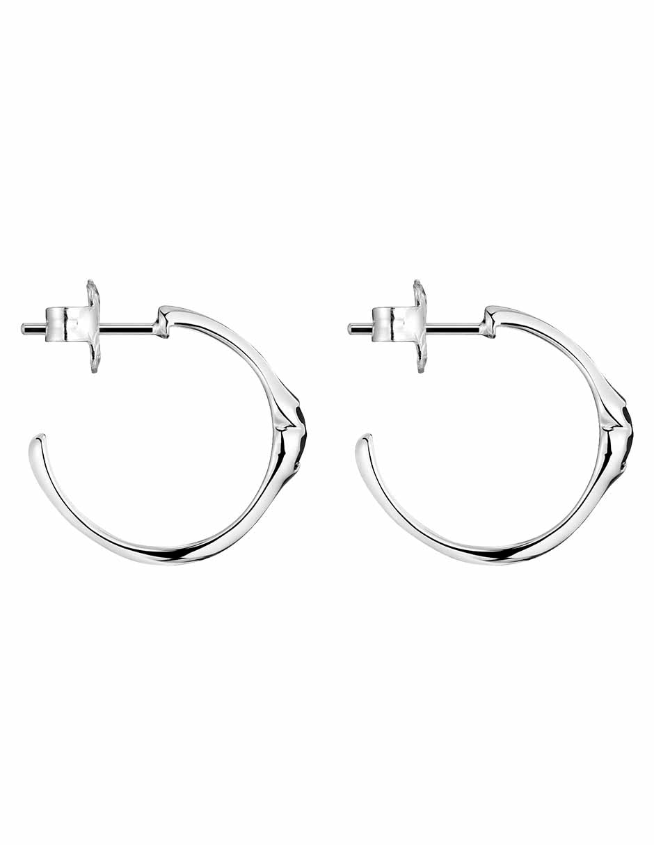 Aretes de aro de plata P 925 con acabado brillante ónix 2