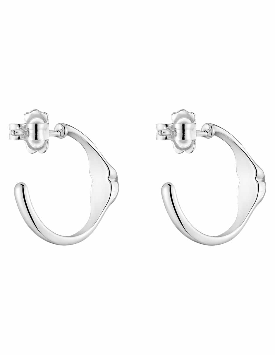 Aretes de aro de plata P 925 con acabado brillante ónix 3