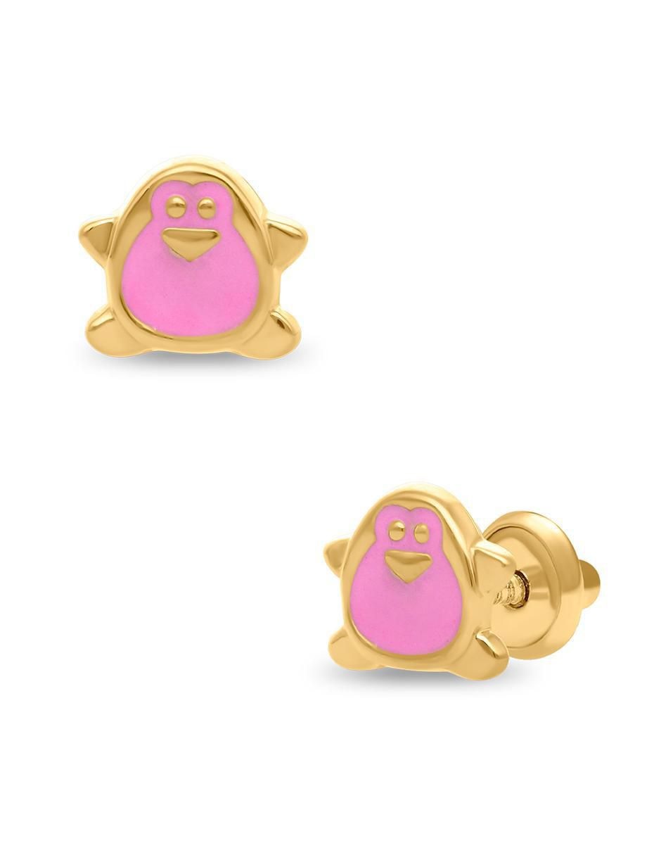 Broqueles de pingüino de oro 14 K 2
