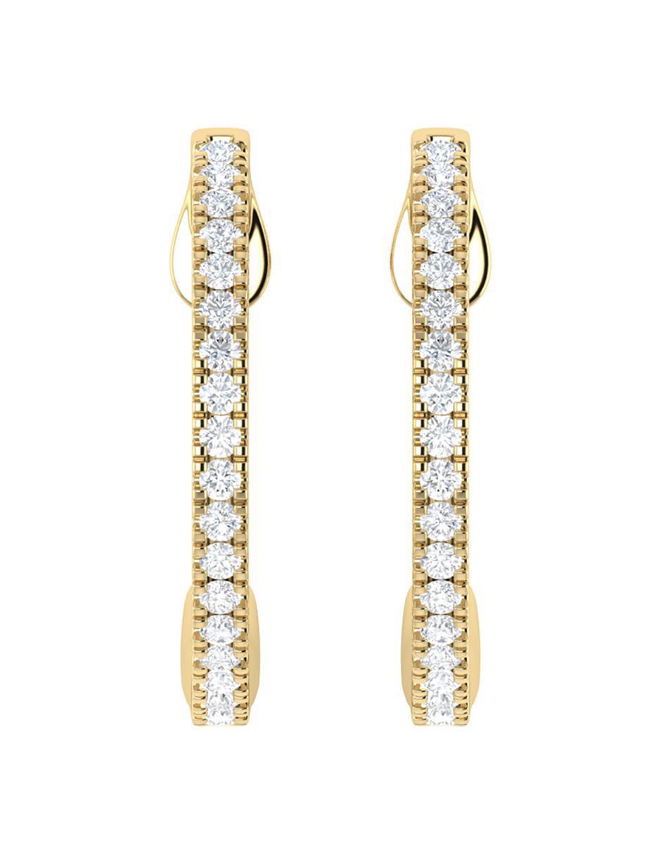 Aretes circulares de oro 14 K con acabado diamantado diamante