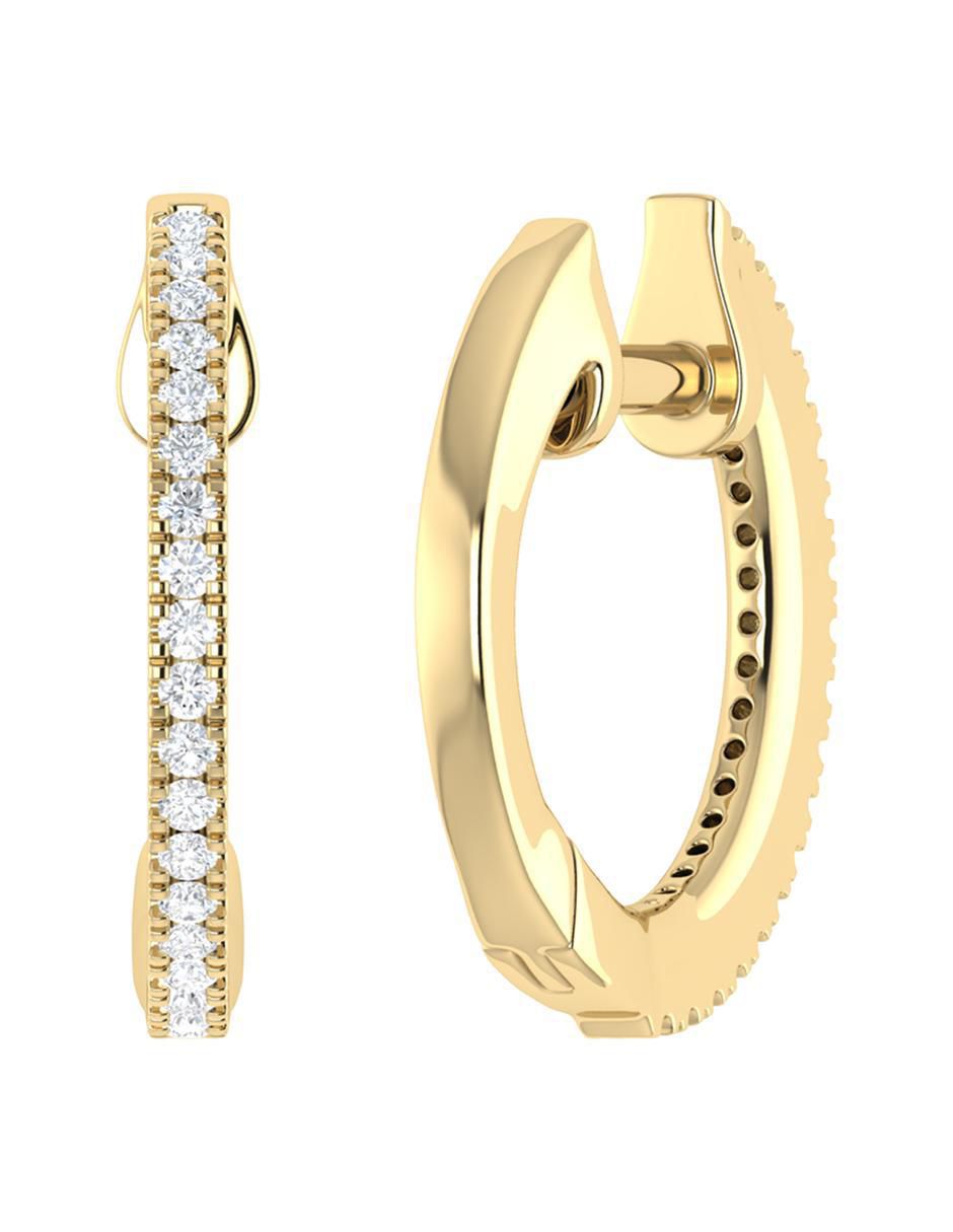 Aretes circulares de oro 14 K con acabado diamantado diamante 2