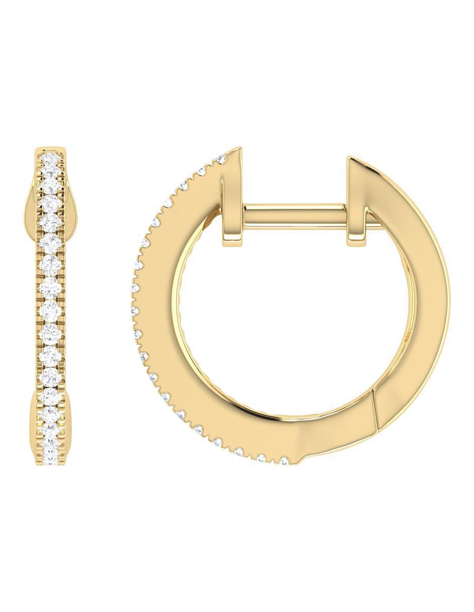 Aretes circulares de oro 14 K con acabado diamantado diamante 3