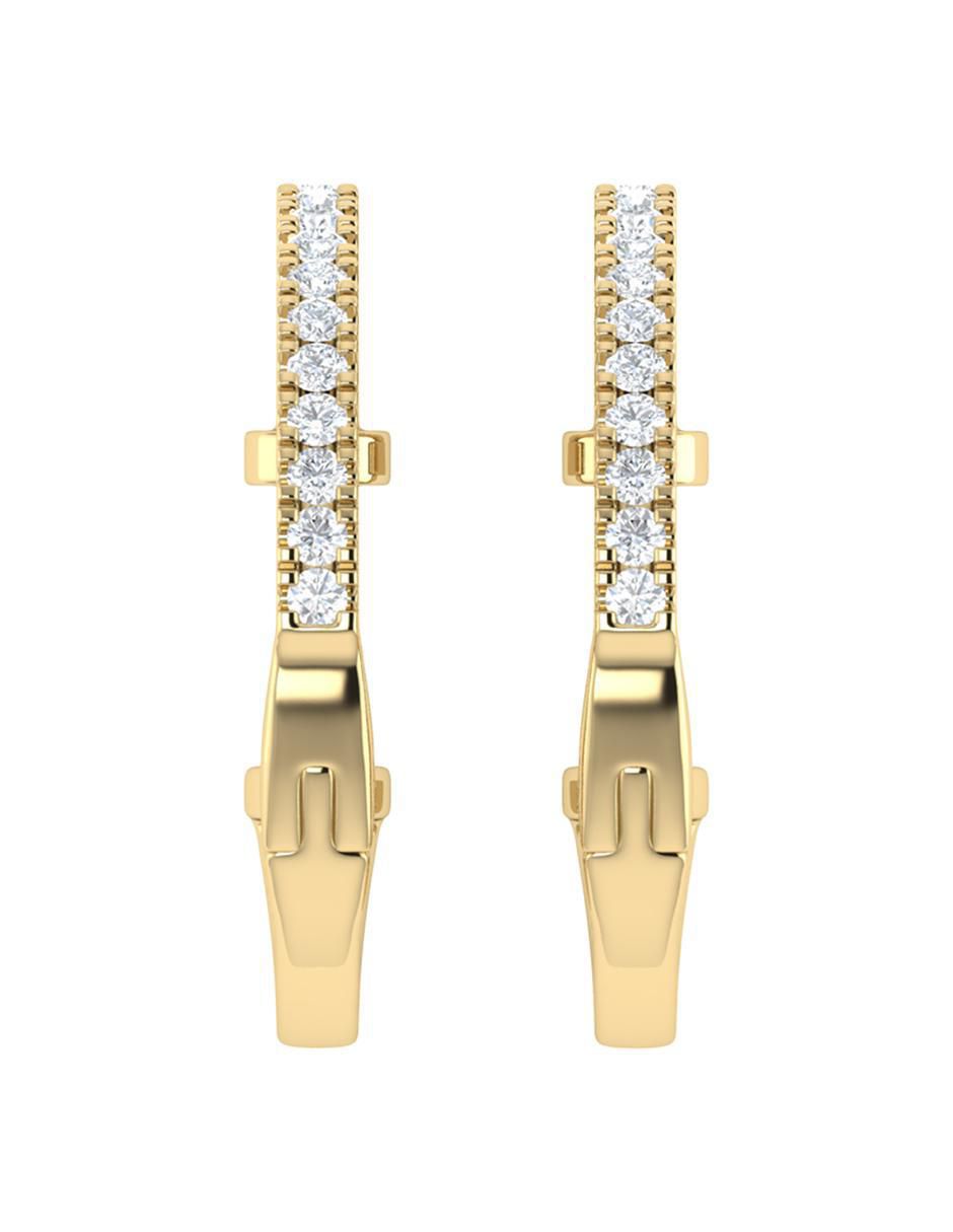 Aretes circulares de oro 14 K con acabado diamantado diamante 4