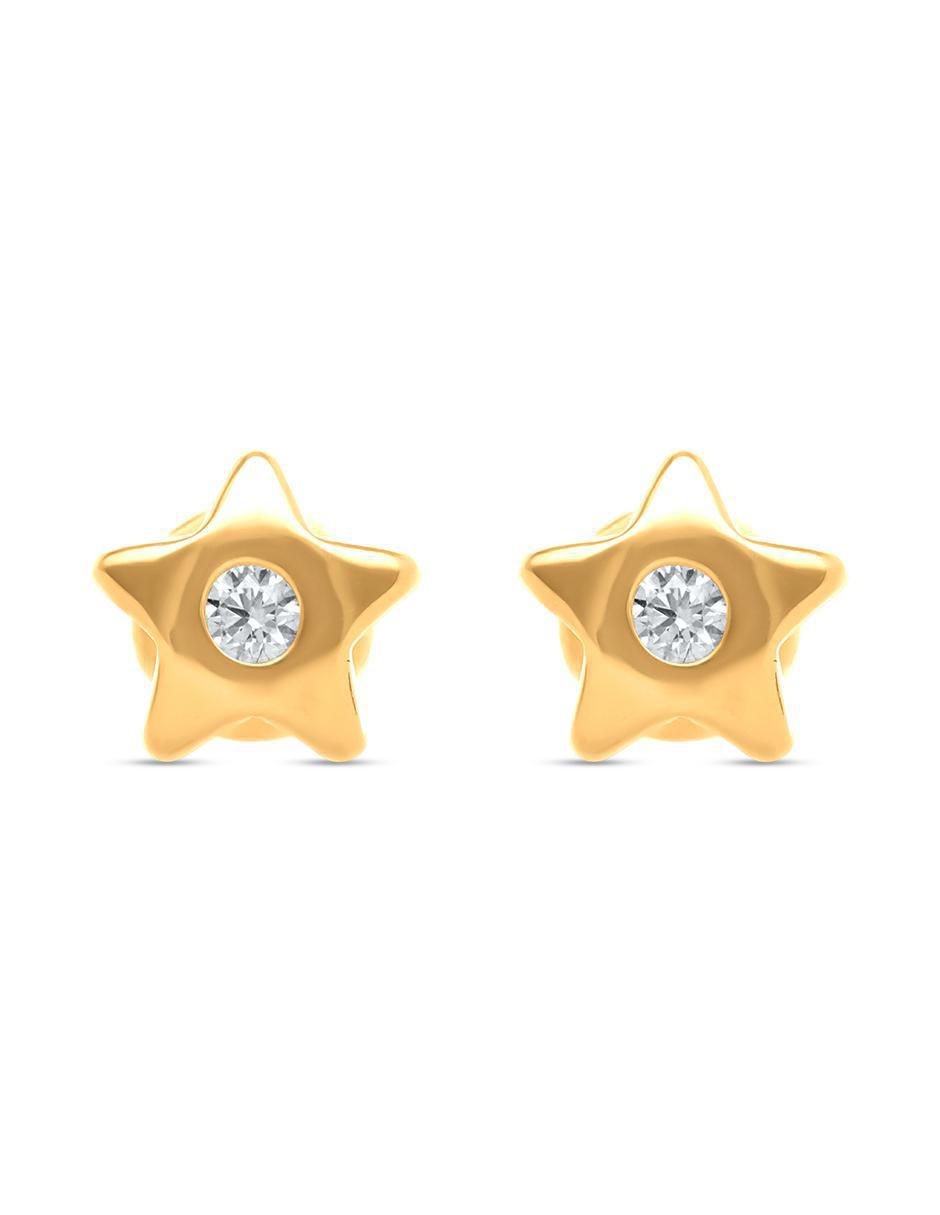 Broqueles de estrella de oro 14 K diamante