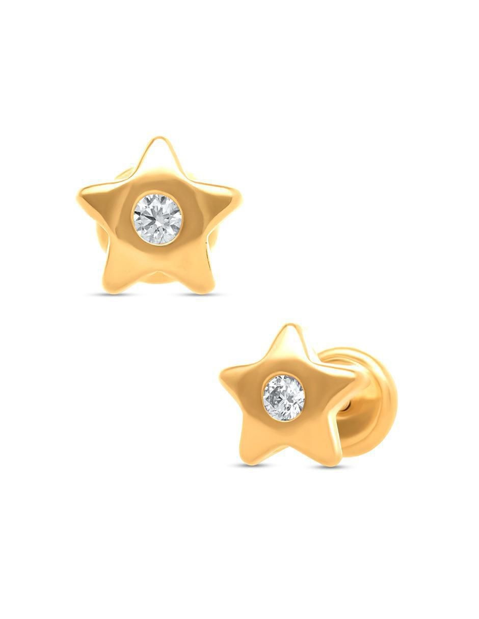 Broqueles de estrella de oro 14 K diamante 2