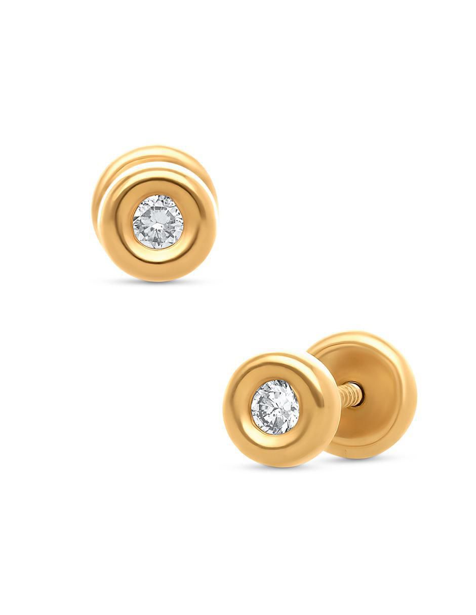 Broqueles circulares de oro 14 K diamante 2