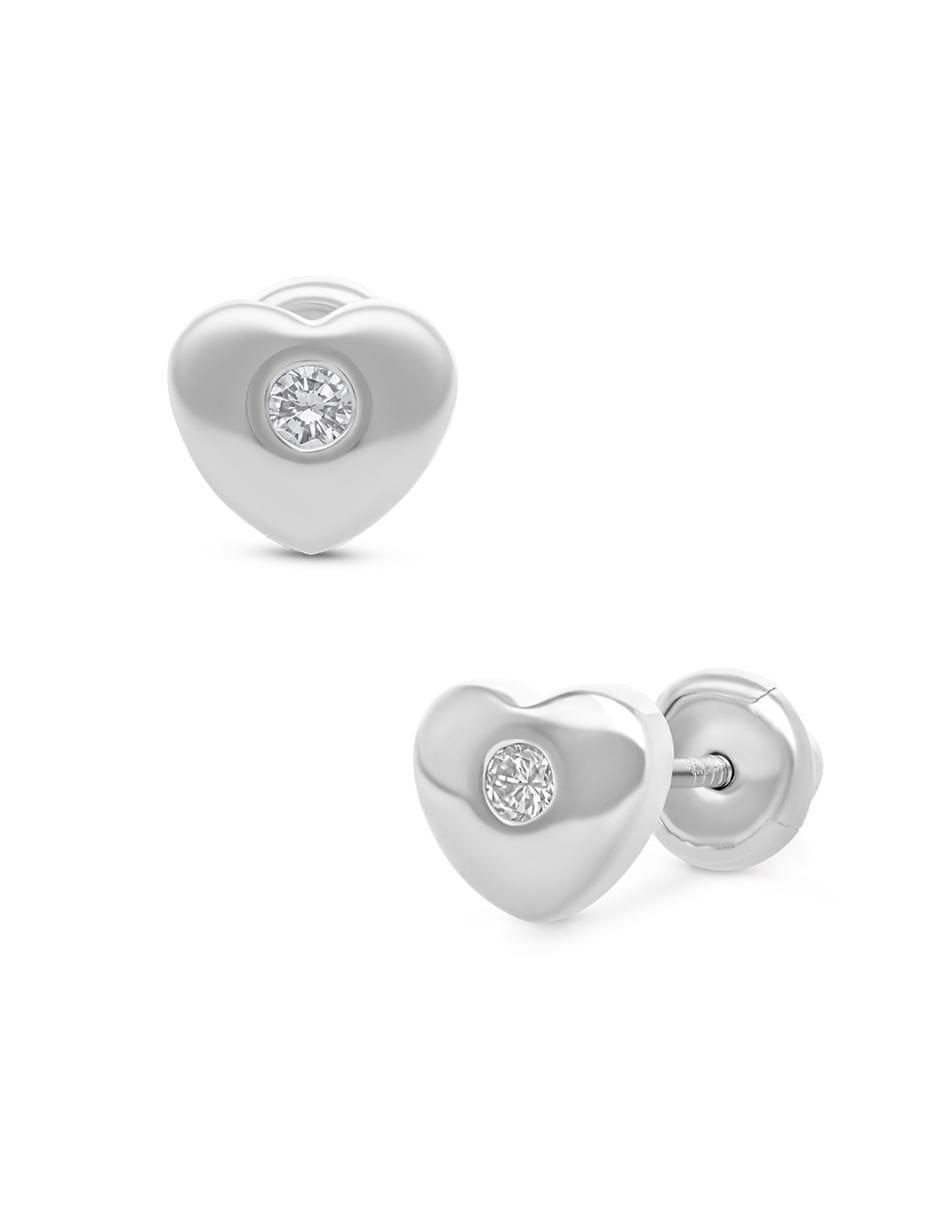 Broqueles de corazón de oro 14 K diamante 2