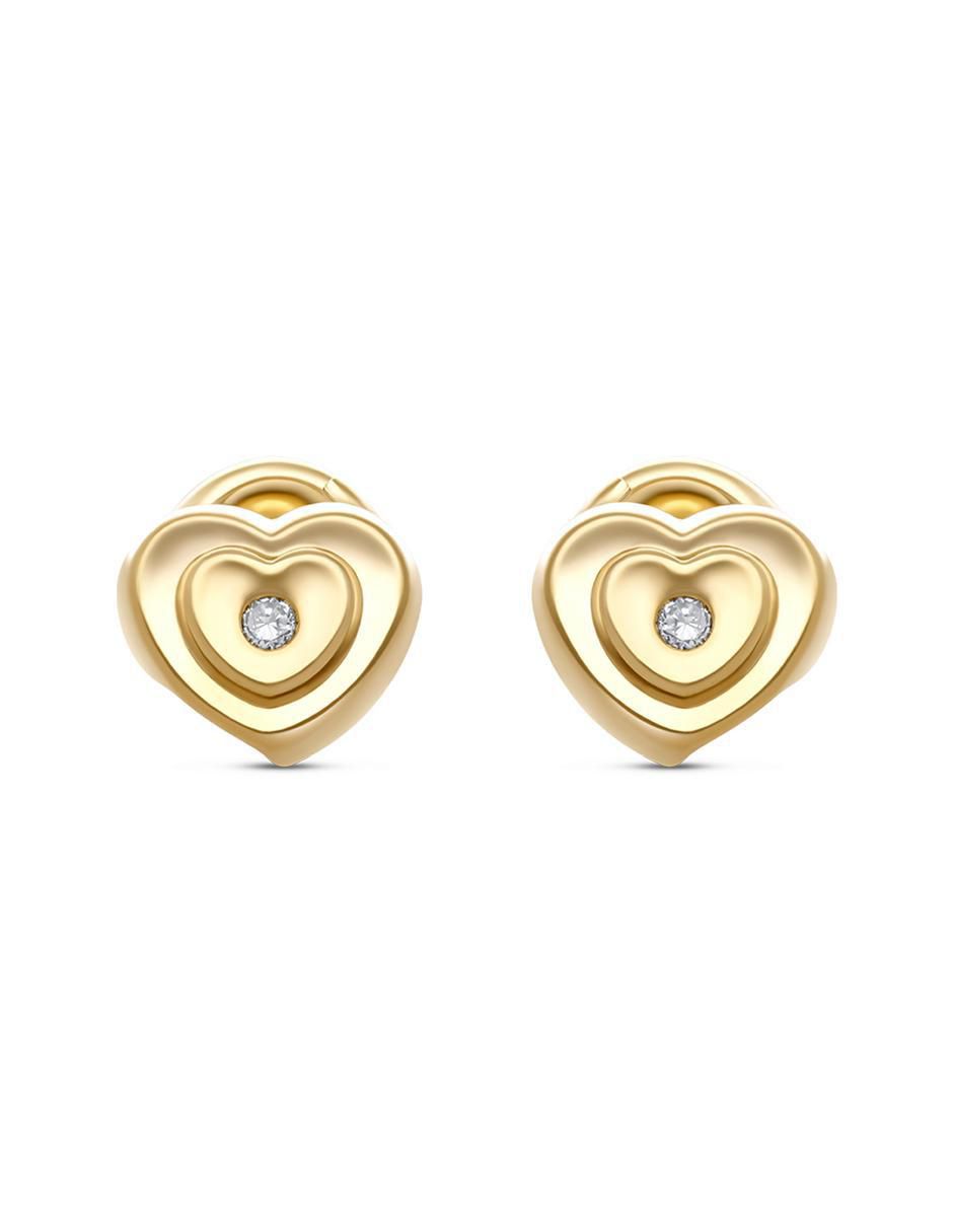 Broqueles de corazón de oro 14 K diamante Broqueles de corazón de oro 14 K diamante