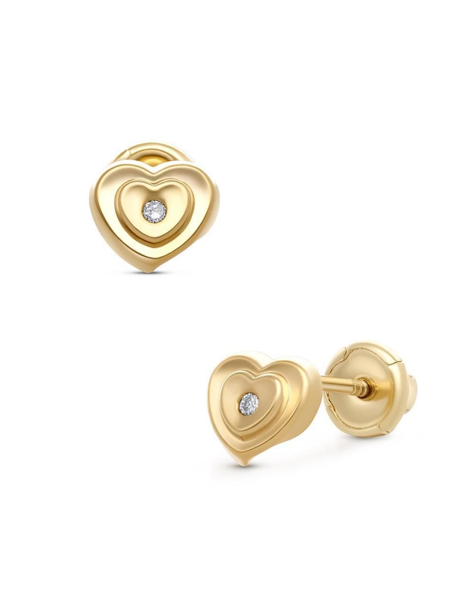 Broqueles de corazón de oro 14 K diamante 2