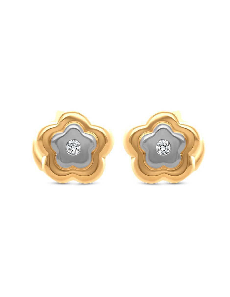 Broqueles de flor de oro 14 K diamante Broqueles de flor de oro 14 K diamante