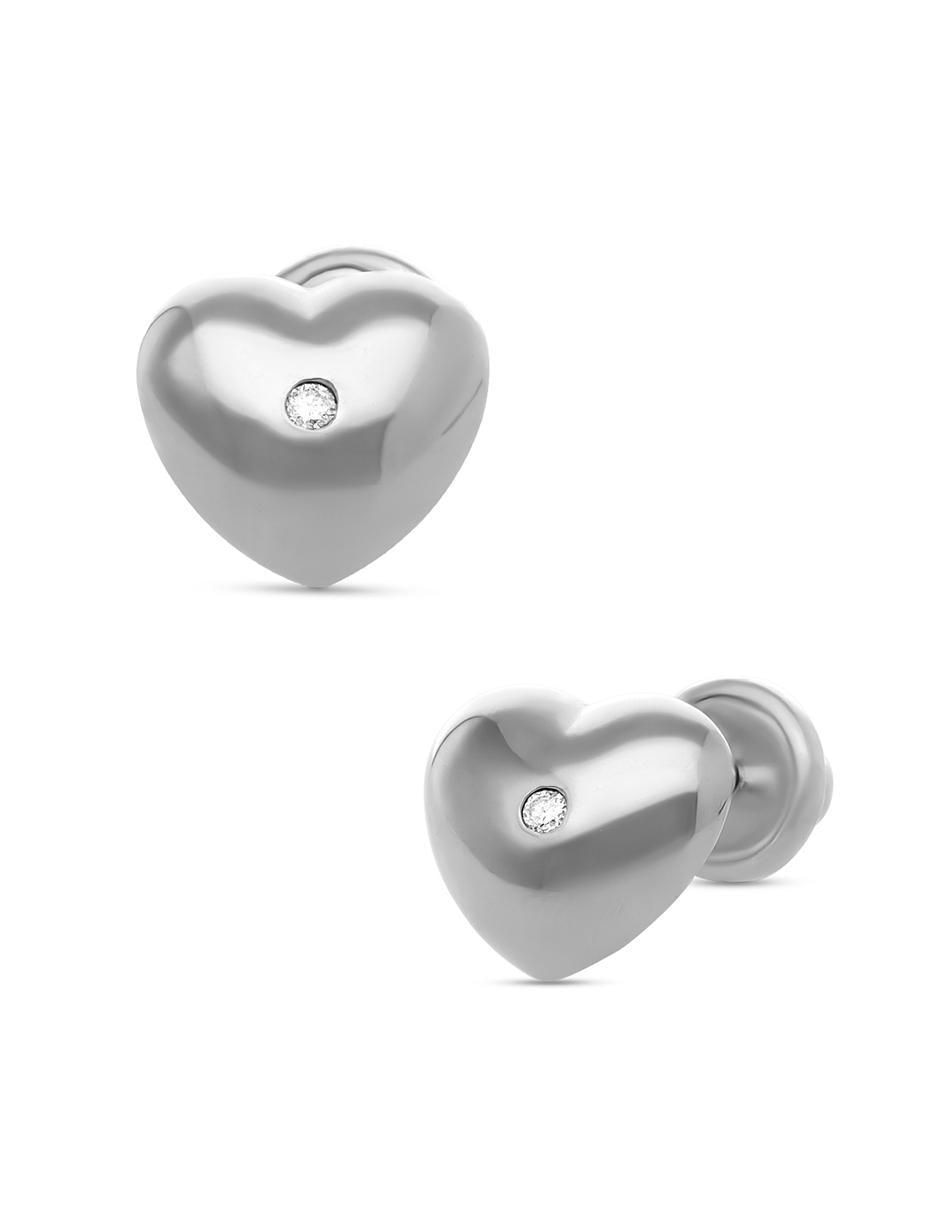 Broqueles de corazón de oro 14 K diamante 2