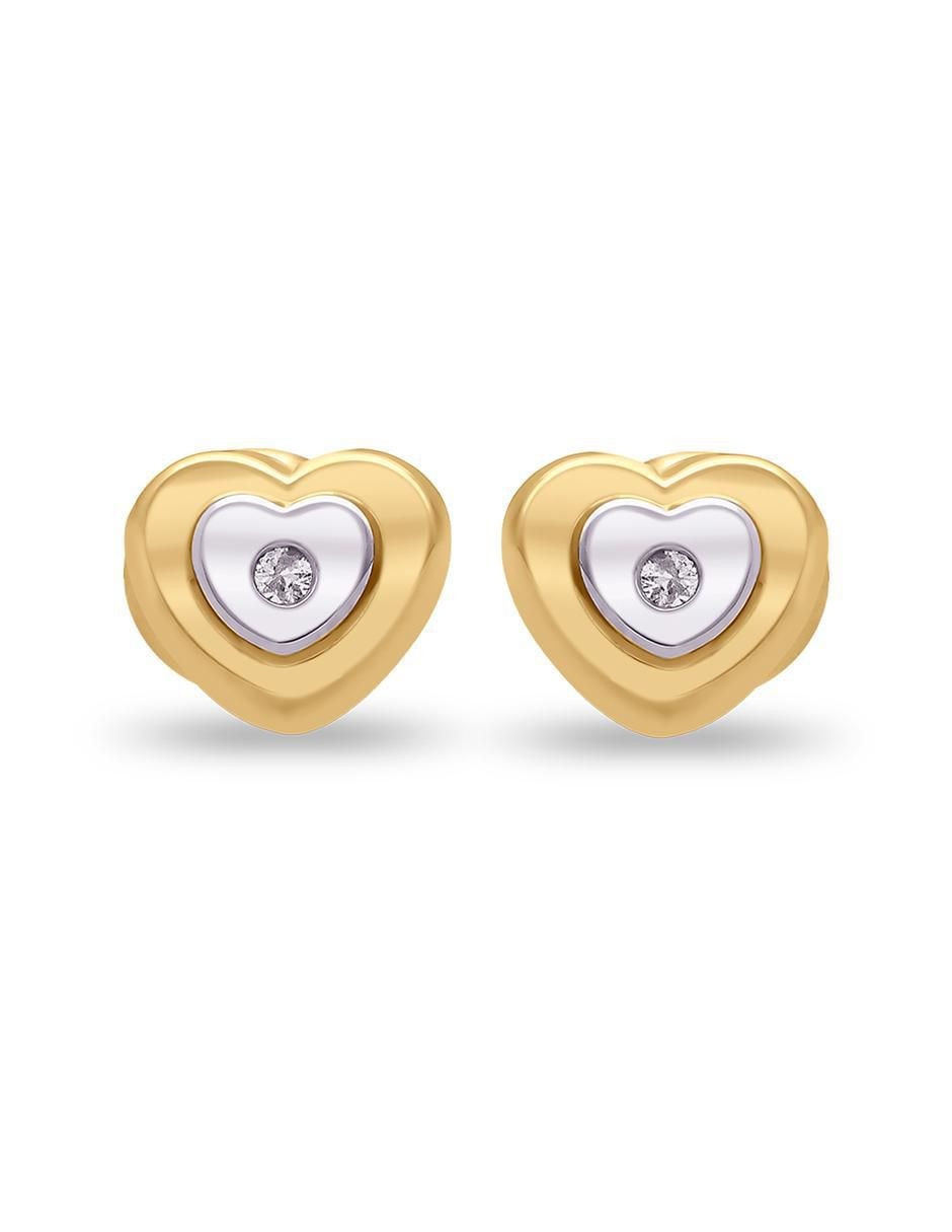 Broqueles de corazón de oro 14 K diamante Broqueles de corazón de oro 14 K diamante