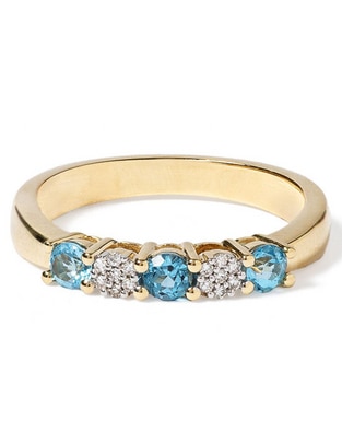 Anillo Jayda 14 k de oro topacio y diamante pavé