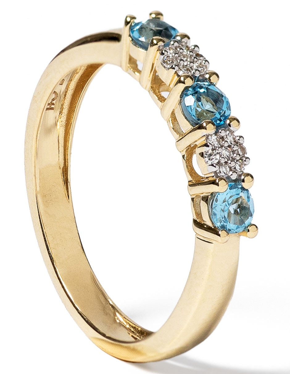 Anillo Jayda 14 k de oro topacio y diamante pavé