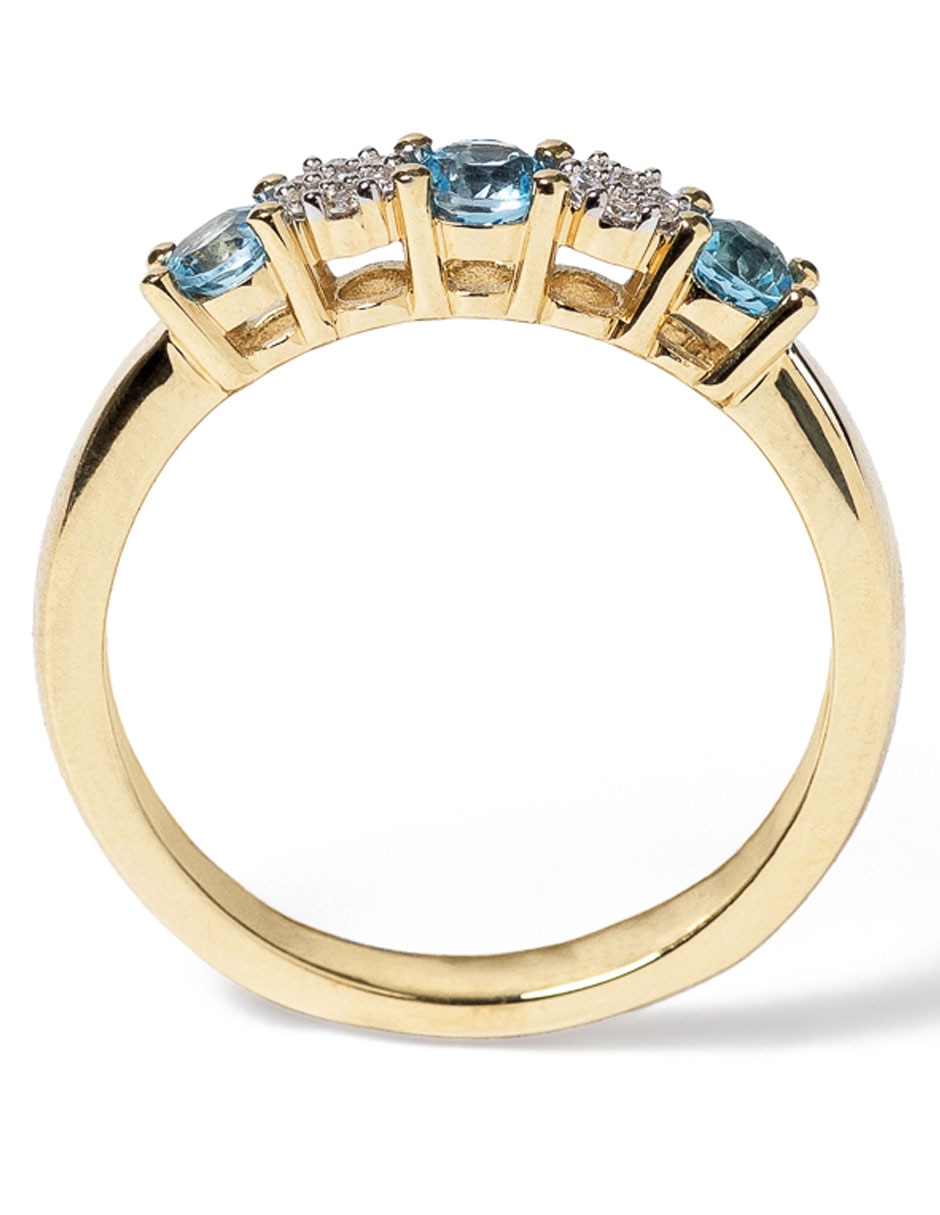 Anillo Jayda 14 k de oro topacio y diamante pavé