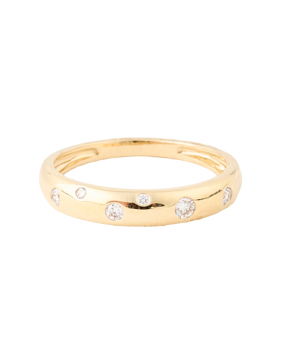 Anillo redondo 14 k de oro diamante pulido