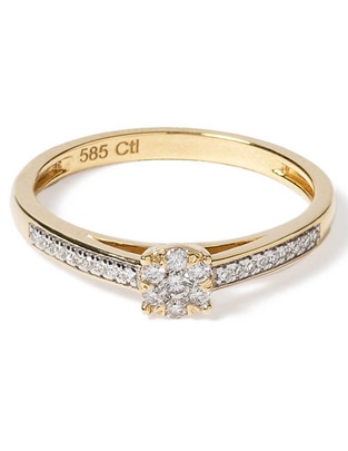 Anillo Jayda 14 k de oro diamante pavé