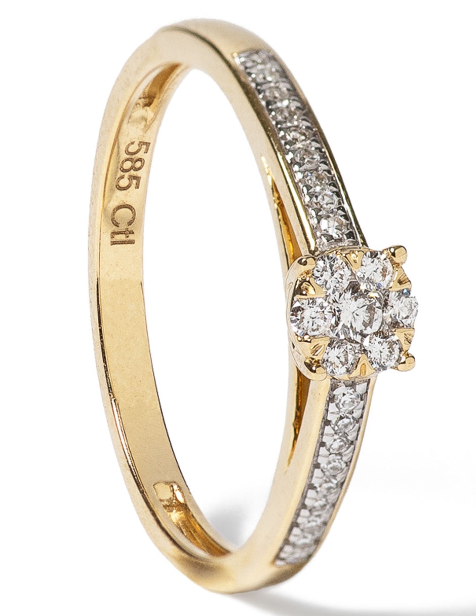 Anillo Jayda 14 k de oro diamante pavé