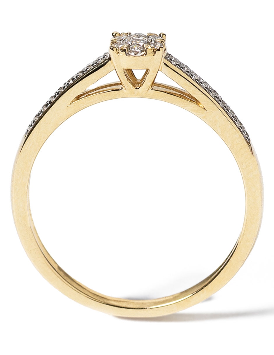 Anillo Jayda 14 k de oro diamante pavé