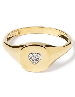 Anillo de corazón 14 k de oro diamante pulido