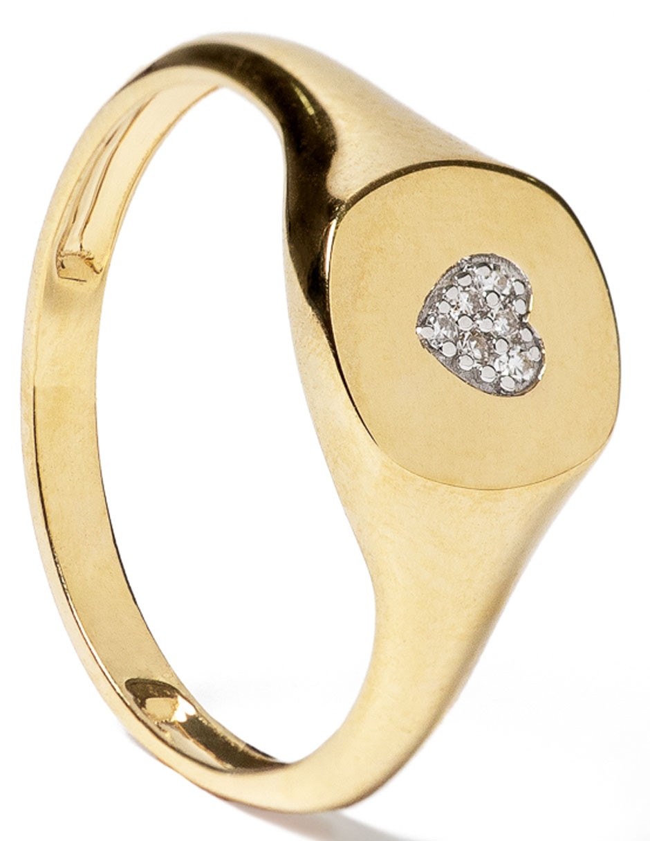 Anillo de corazón 14 k de oro diamante pulido 4