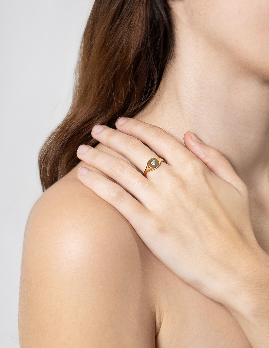 Anillo de corazón 14 k de oro diamante pulido 2