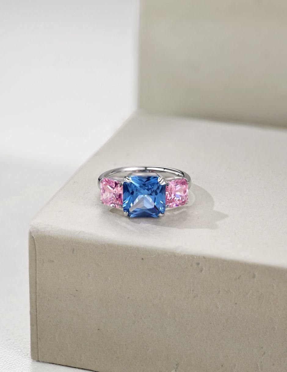 Anillo de compromiso de plata P 925 Celeste 6