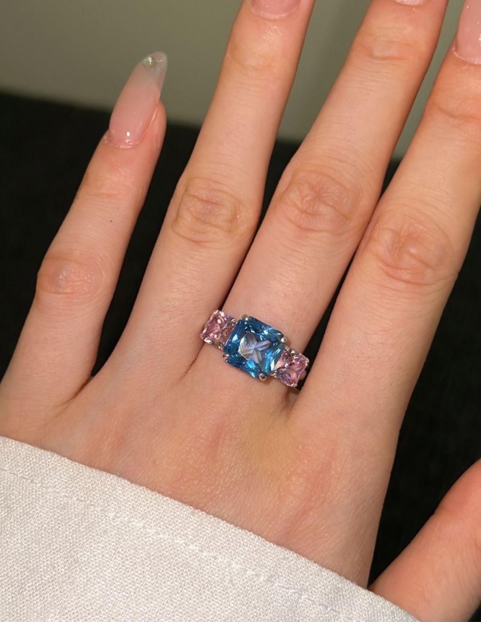 Anillo de compromiso de plata P 925 Celeste