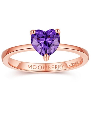 Anillo de corazón de plata vermeil P 925 zirconia cúbica con acabado baño de oro rosa Anillo de corazón de plata vermeil P 925 zirconia cúbica con acabado baño de oro rosa