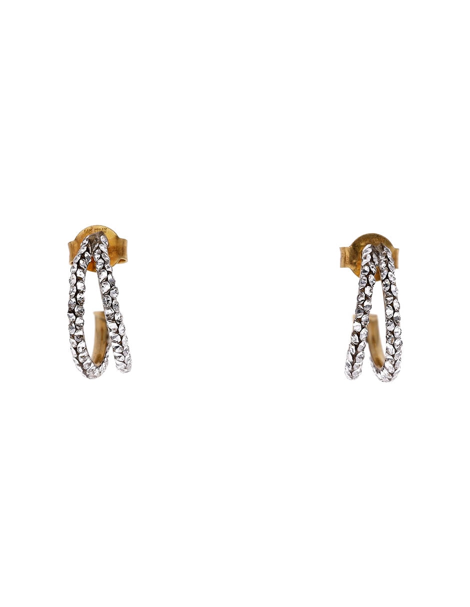 Aretes de aros Del Pia de oro amarillo 14 K con acabado brillante zirconia