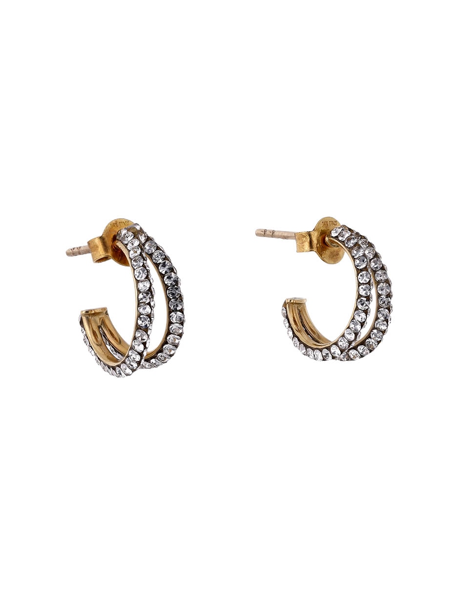 Aretes de aros Del Pia de oro amarillo 14 K con acabado brillante zirconia