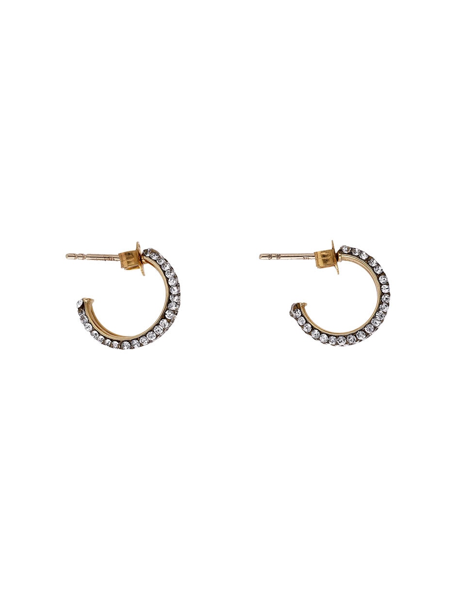 Aretes de aros Del Pia de oro amarillo 14 K con acabado brillante zirconia