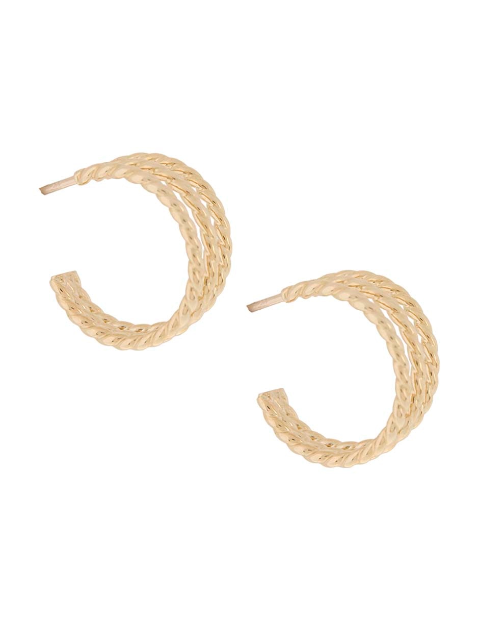 Aretes de aro de oro 14 K con acabado texturizado Aretes de aro de oro 14 K con acabado texturizado
