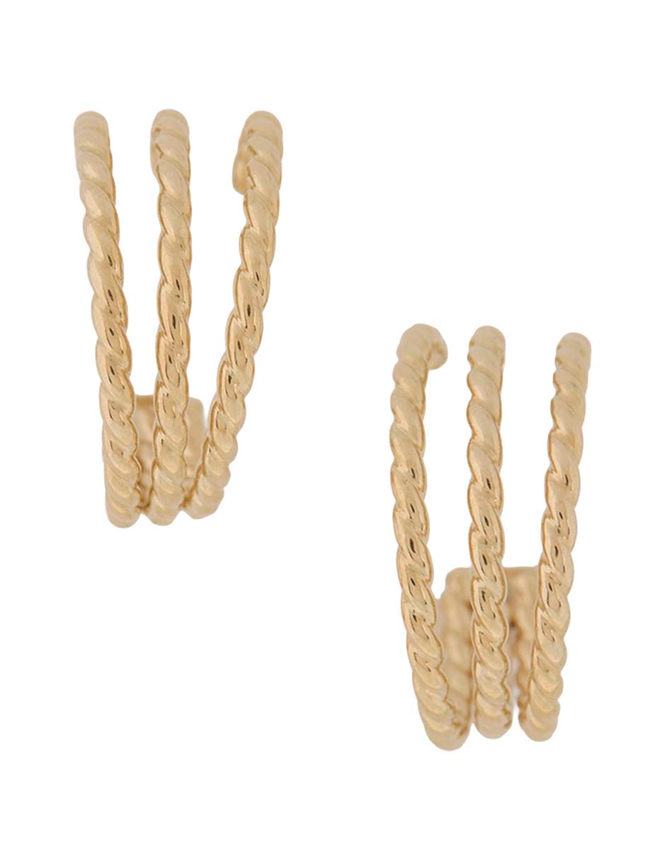 Aretes de aro de oro 14 K con acabado texturizado 2