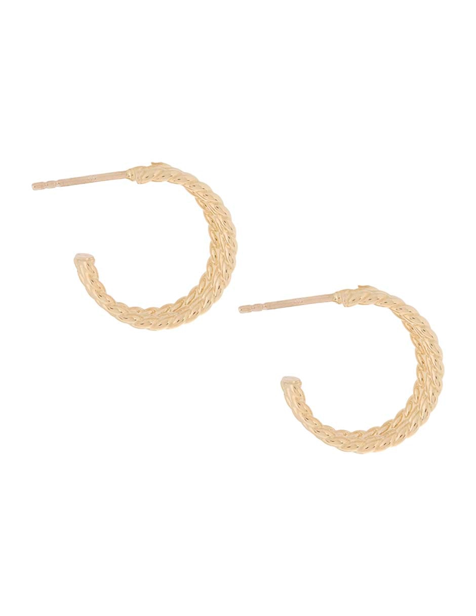 Aretes de aro de oro 14 K con acabado texturizado 3