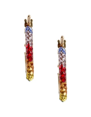 Aretes de aro de oro 14 K con acabado pavé cristal Aretes de aro de oro 14 K con acabado pavé cristal