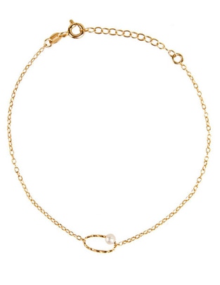 Pulsera de oro con perla 14 K acabado pulido