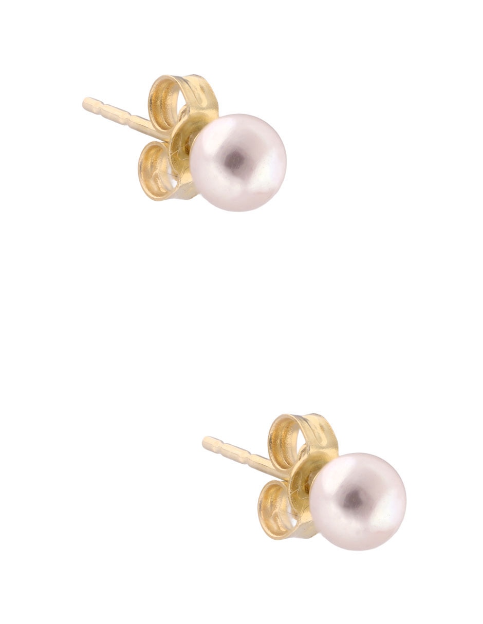 Broqueles Lusso de oro 14 K con acabado liso perla