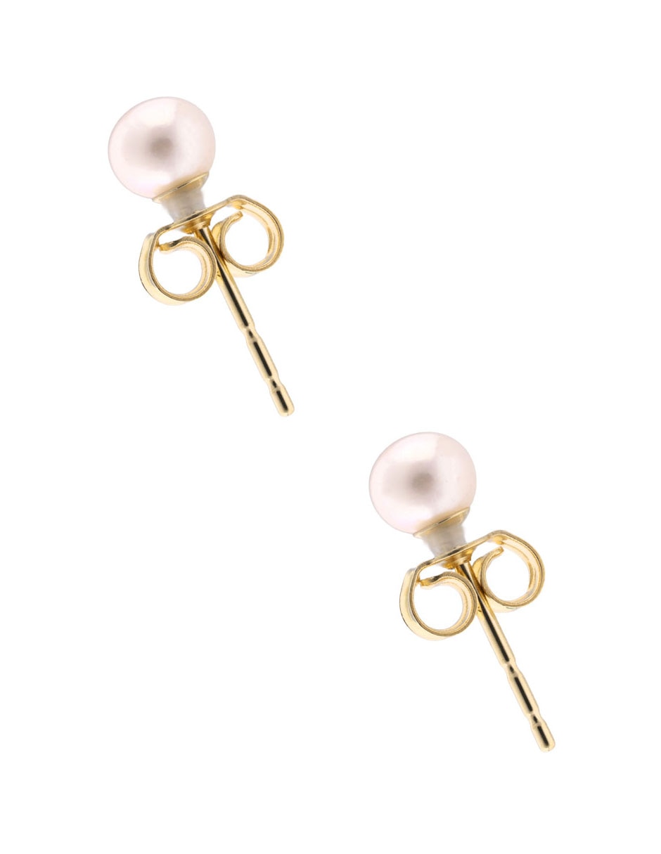 Broqueles Lusso de oro 14 K con acabado liso perla