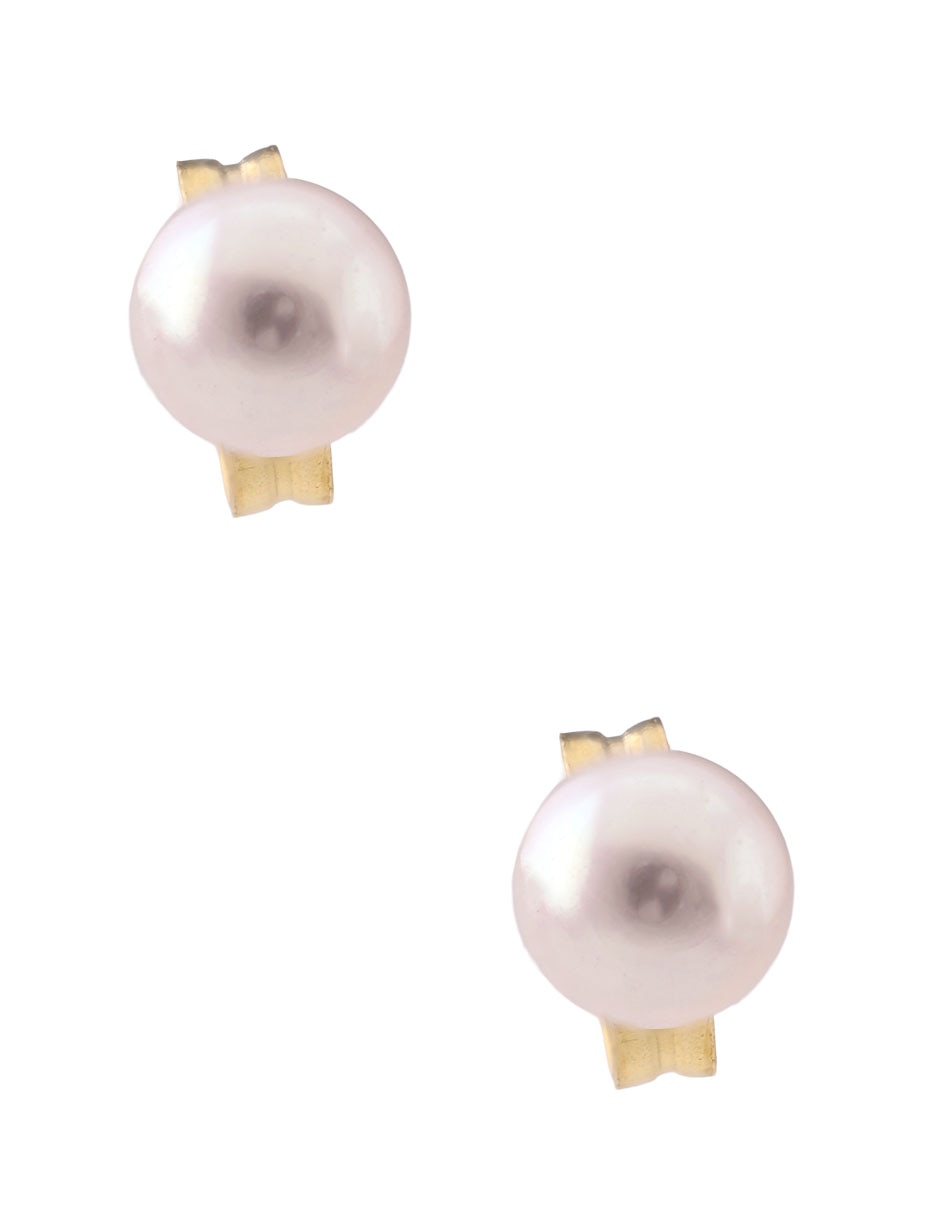 Broqueles Lusso de oro 14 K con acabado liso perla