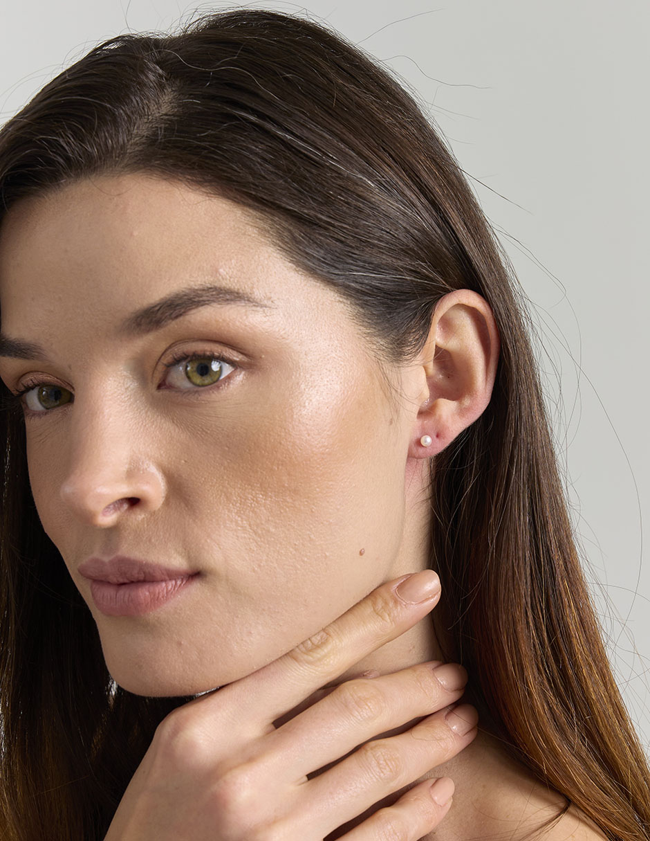 Broqueles de oro 14 K perla