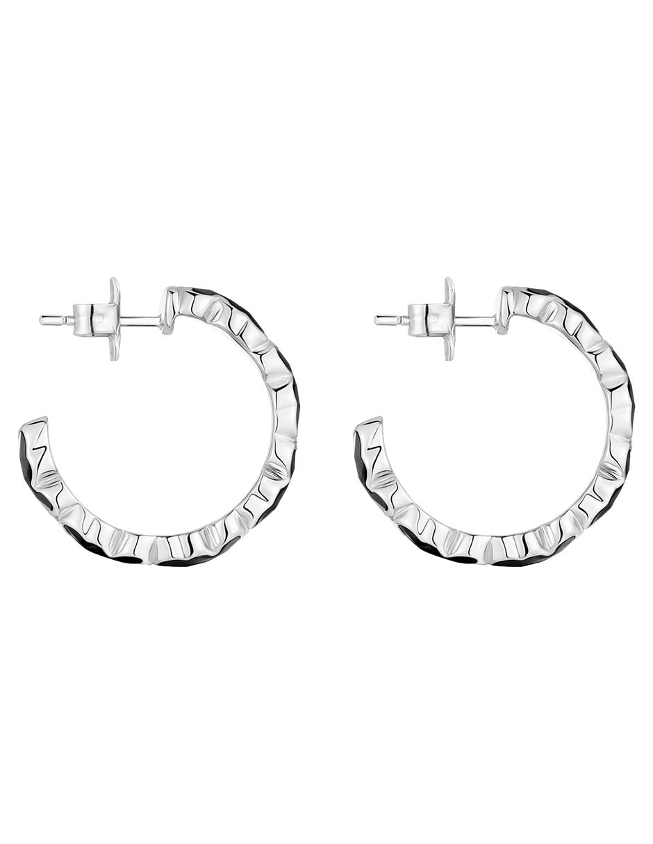 Aretes de aro de plata P 925 con acabado brillante ónix 2